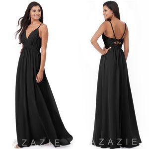 Azazie Rowena Black Formal Maxi Dress Size 2